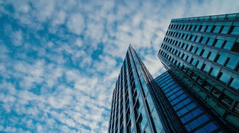 Reflected Clouds In Skyscraper Glass Stock Footage 63780546