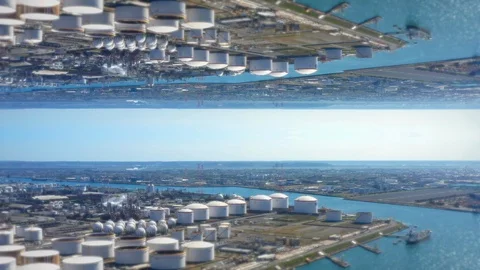 Reflected industrial complex aerial view. Stock Footage 115765267
