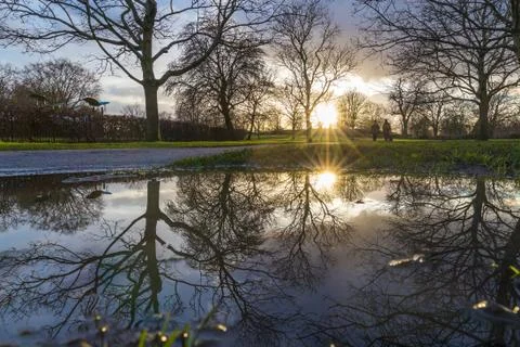 Reflected sunset in britain Stock Photos