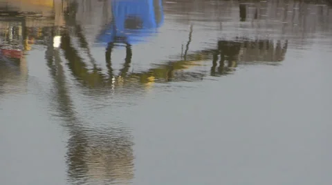 Reflected in the water bucket working Stock Footage 37298474