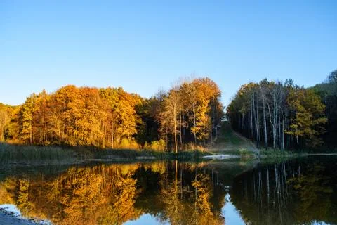 Reflected in water lake Stock Photos