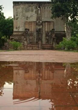 Reflected in the water at Temple Stock Photos