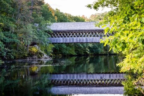 Reflecting Covered Bridge Stock Photos