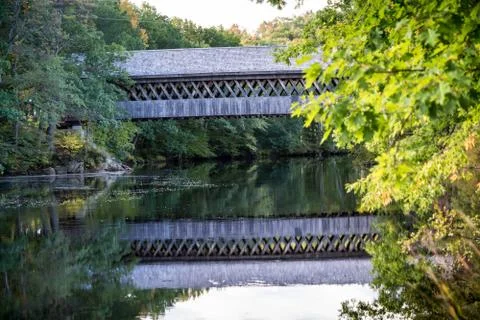 Reflecting Covered Bridge Stock Photos