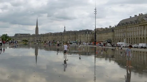 Reflecting pool at Place De La Bourse - Bordeaux France Stock Footage 41739400