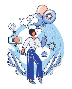 Reflecting Positive Thinking and Creativity with Balloon Elements and Thoug.. イラスト素材