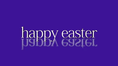 Reflecting spring wishes Happy Easter in white letters on purple background Vidéo 260927178