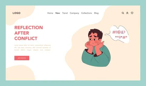 Reflection after Conflict concept. Flat vector illustration Stock Illustration
