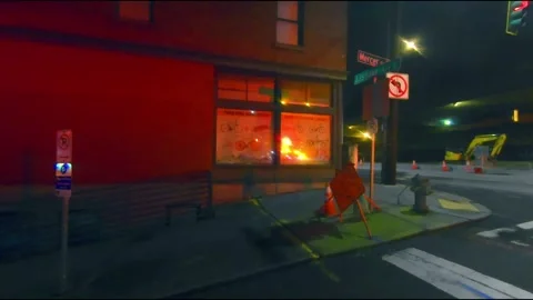 Reflection of Ambulance Lights Reflecting in a Window (Color Graded) Video stock 273140915