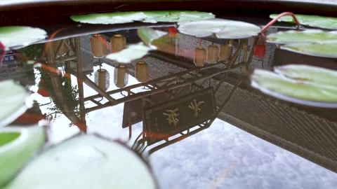 The reflection of the ancient buildings in the water Stock Footage 161872318