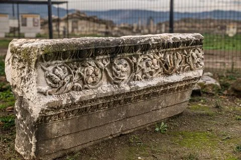 Reflection and ancient columns in the ancient city Stock Photos