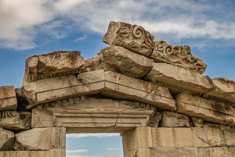Reflection and ancient columns in the ancient city Stock Photos