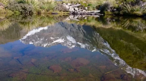 Reflection Of Aoraki Mount Cook On Small Pool 스톡 동영상 64210106