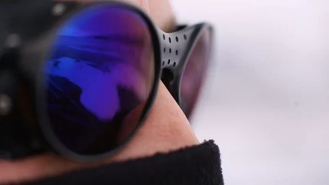 Reflection of the arctic landscape with glasses. Mountain glasses. 스톡 동영상 108156526