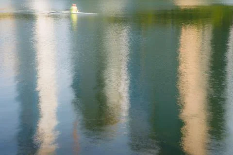 Reflection of Austin, TX skyline in the river. Stock Photos