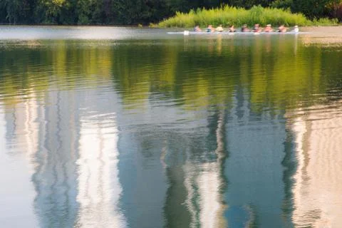 Reflection of Austin, TX skyline in the river. Stock Photos