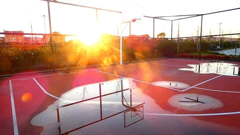 Reflection on a Basketball Court Stock Footage 123766926