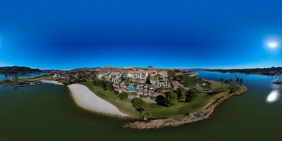 Reflection Bay Golf Course 360 VR Sphere Lake Las Vegas Condos Stock Photos