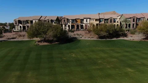 Reflection Bay Golf Course Lake Las Vegas 4K Aerial Clubhouse Stock Footage 106171385