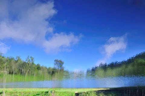 Reflection beautiful landscape view, fresh natural background. Stock Photos