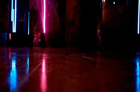 The reflection of blue and pink light at the surfaces. The atmosphere of the Stock Photos