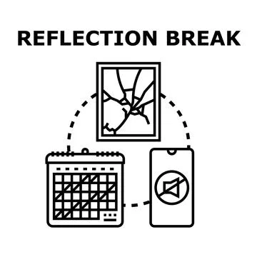 Reflection break planning digital detox time concept Stock Illustration