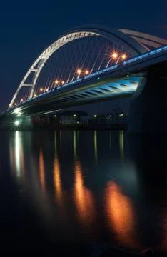 Reflection of bridge lights Stock Photos