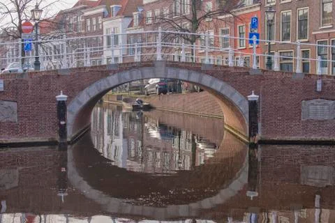 Reflection bridge in water Stock Photos