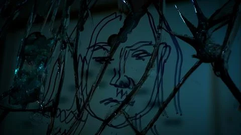 Reflection in a broken mirror 写真素材