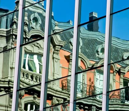 Reflection in building Stock Photos