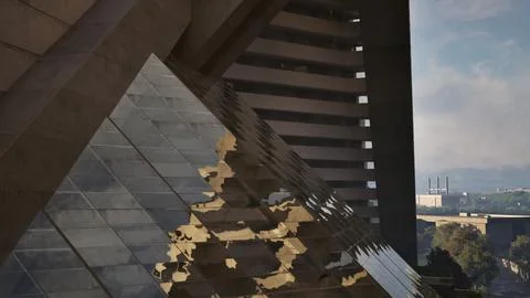 The reflection of a building on the side of another building Ilustración de archivo