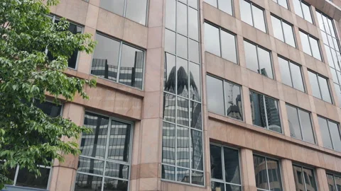 Reflection of buildings in Office Building Windows. Stock Footage 91548324