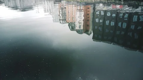 Reflection of buildings on River Lee, Cork, Ireland Stock Footage 112764942