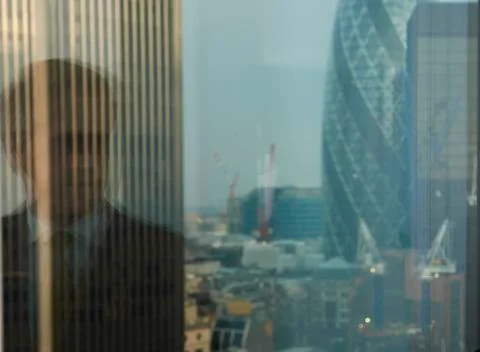 Reflection of business man Stock Photos