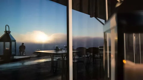 Reflection of a businessman on the terrace Stock Footage 49556556