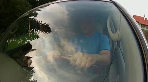 Reflection on the car. fisheye Stock Footage