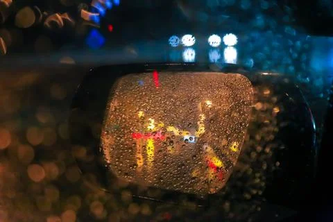 Reflection in the car rearview mirror Foto stock