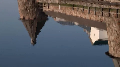 Reflection of the castle in the river. Panorama. Video stock 93296642