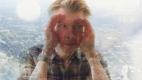 Reflection of a Caucasian peering through glass Video stock 80751015