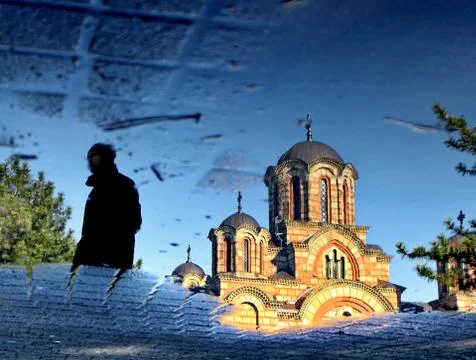 Reflection of the Church of St. Mark Stock Photos
