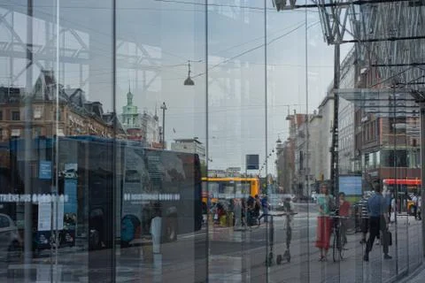 Reflection of the city in a building  Stock Photos