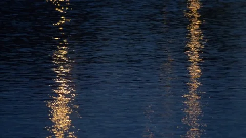 Reflection of city lights in the water Video stock 121107436