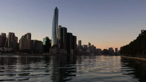 Reflection of cityscape Barangaroo towers to North Sydney – 4k panorama. Stock Footage 155602535