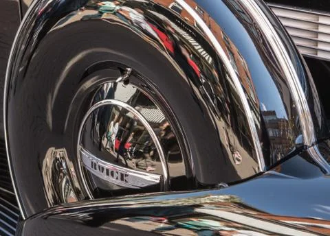 Reflection in classic car Foto stock