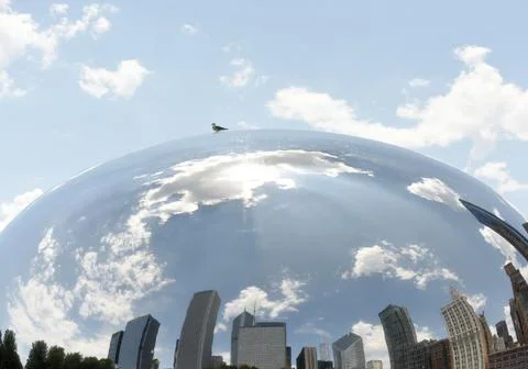 Reflection in the Cloud Gate also known as the Bean Stock Photos
