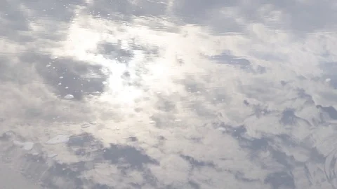 Reflection of Cloud Sky in Water after Raining, Drop Water made Ripple Water Stock Footage 128679071