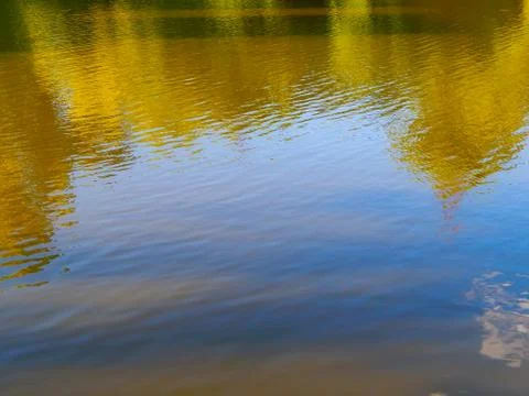 Reflection of clouds and trees in the river Stock Photos