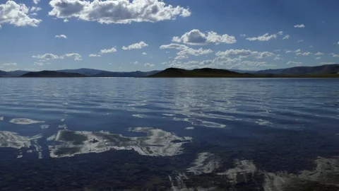 Reflection of clouds in the calm waters of the lake. Stock-Footage 90670164