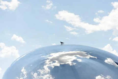 Reflection of clouds in the Cloud Gate also known as the Bean Fotos de archivo