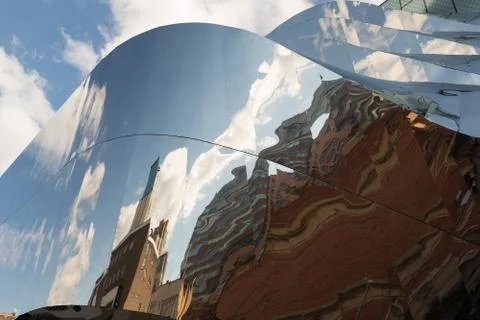 Reflection of clouds in metal Stock Photos